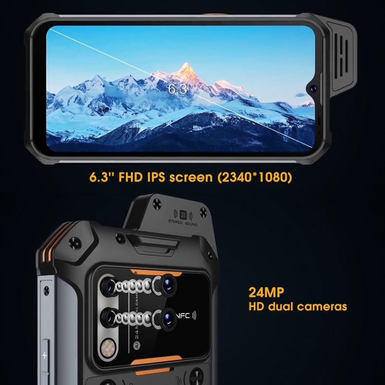 UNIWA W888 Standard Rugged Phone, 4GB+64GB, IP68 Waterproof Dustproof Shockproof, 5000mAh Battery, 6.3 inch Android 11 MTK6765 Helio P35 Octa Core up to 2.35GHz, Network: 4G, NFC, OTG(Black+Orange) - UNIWA by UNIWA | Online Shopping South Africa | PMC Jewellery