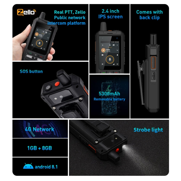 UNIWA F80S Walkie Talkie Rugged Phone, 1GB+8GB, Waterproof Dustproof Shockproof, 5300mAh Battery, 2.4 inch Android 10 Spreadtrum SL8541E Quad Core up to 1.4GHz, Network: 4G, Dual SIM, PoC, SOS (Black) - UNIWA by UNIWA | Online Shopping South Africa | PMC TechLife