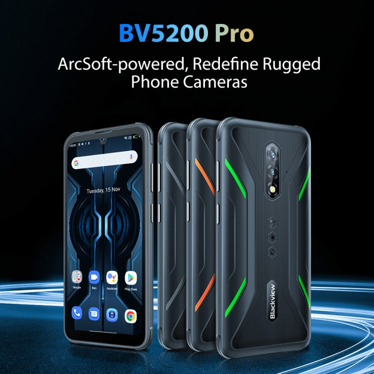 [HK Warehouse] Blackview BV5200 Pro Rugged Phone, 4GB+64GB, IP68/IP69K/MIL-STD-810H, Face Unlock, 5180mAh Battery, 6.1 inch Android 12 MTK6765 Helio G35 Octa Core up to 2.3GHz, Network: 4G, NFC, OTG, Dual SIM(Black) - Blackview by Blackview | Online Shopping South Africa | PMC Jewellery