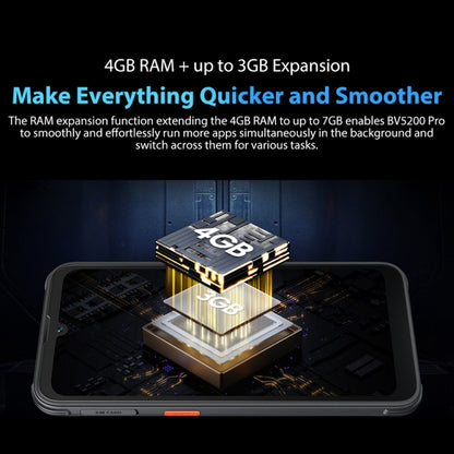 [HK Warehouse] Blackview BV5200 Pro Rugged Phone, 4GB+64GB, IP68/IP69K/MIL-STD-810H, Face Unlock, 5180mAh Battery, 6.1 inch Android 12 MTK6765 Helio G35 Octa Core up to 2.3GHz, Network: 4G, NFC, OTG, Dual SIM(Black) - Blackview by Blackview | Online Shopping South Africa | PMC Jewellery