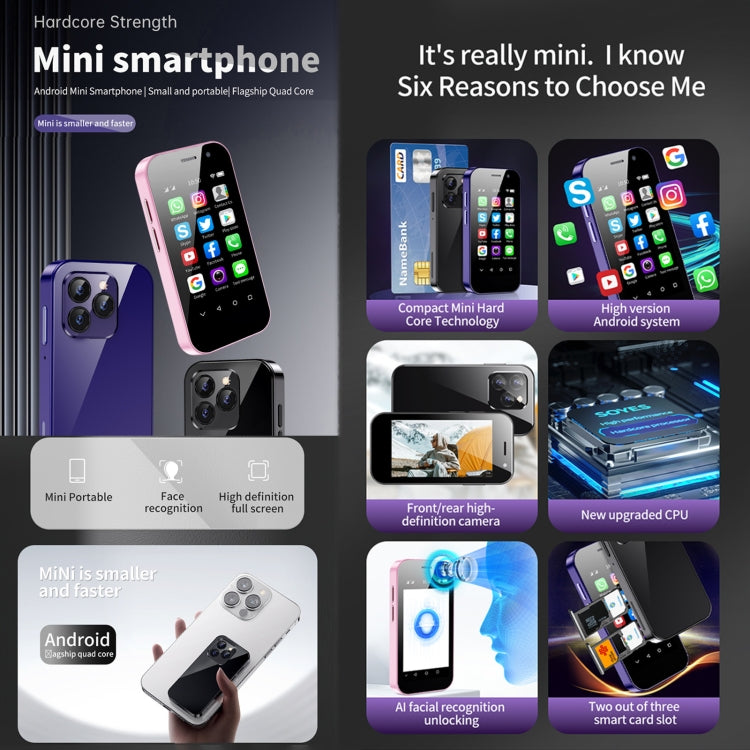 SOYES 14 Pro, 2GB+16GB, Face Recognition, 3.0 inch Android 9.0 MTK6739CW Quad Core up to 1.28GHz, OTG, Network: 4G, Dual SIM, Support Google Play (Purple) - SOYES by SOYES | Online Shopping South Africa | PMC TechLife