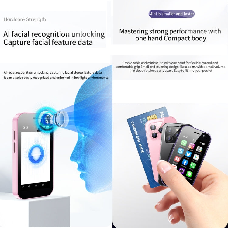 SOYES 14 Pro, 3GB+32GB, Face Recognition, 3.0 inch Android 9.0 MTK6739CW Quad Core up to 1.28GHz, OTG, Network: 4G, Dual SIM, Support Google Play (Pink) - SOYES by SOYES | Online Shopping South Africa | PMC TechLife