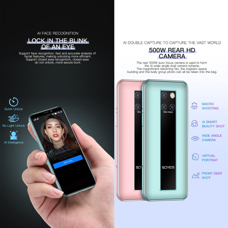 SOYES S10H, 3GB+64GB, Face Identification, 3.46 inch Android 9.0 MTK6739CW Quad Core up to 1.28GHz, Dual SIM, Bluetooth, WiFi, GPS, Network: 4G(Emerald) - SOYES by SOYES | Online Shopping South Africa | PMC TechLife