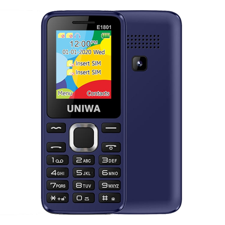 UNIWA E1801 Mobile Phone, 1.77 inch, 800mAh Battery, 21 Keys, Support Bluetooth, FM, MP3, MP4, GSM, Dual SIM(Blue) - UNIWA by UNIWA | Online Shopping South Africa | PMC TechLife