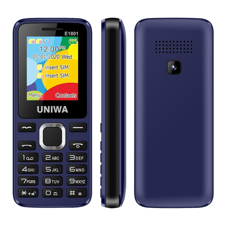 UNIWA E1801 Mobile Phone, 1.77 inch, 800mAh Battery, 21 Keys, Support Bluetooth, FM, MP3, MP4, GSM, Dual SIM(Blue) - UNIWA by UNIWA | Online Shopping South Africa | PMC TechLife