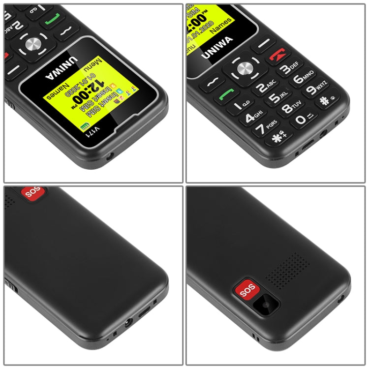 UNIWA V171 Mobile Phone, 1.77 inch, 1000mAh Battery, 21 Keys, Support Bluetooth, FM, MP3, MP4, GSM, Dual SIM, with Docking Base(Black) - UNIWA by UNIWA | Online Shopping South Africa | PMC TechLife