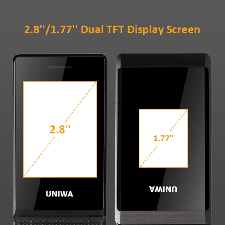 UNIWA X28 Dual-screen Flip Phone, 2.8 inch + 1.77 inch, MT6261D, Support Bluetooth, FM, SOS, GSM, Dual SIM(Black) - UNIWA by UNIWA | Online Shopping South Africa | PMC Jewellery