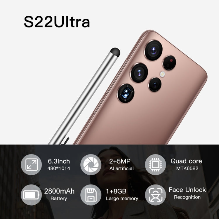 S22 Ultra 5G N10, 1GB+8GB, 6.3 inch Waterdrop Screen, Face Identification, Android 6.0 MTK6582 Quad Core, Network: 3G(Gold) -  by PMC TechLife | Online Shopping South Africa | PMC TechLife | Buy Now Pay Later Mobicred