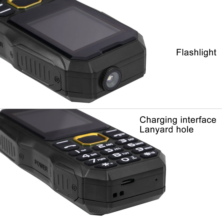W2025 Triple Proofing Elder Phone, Waterproof Shockproof Dustproof, 5800mAh Battery, 1.8 inch, 21 Keys, LED Flashlight, Dual SIM(Black) - Others by PMC TechLife | Online Shopping South Africa | PMC TechLife