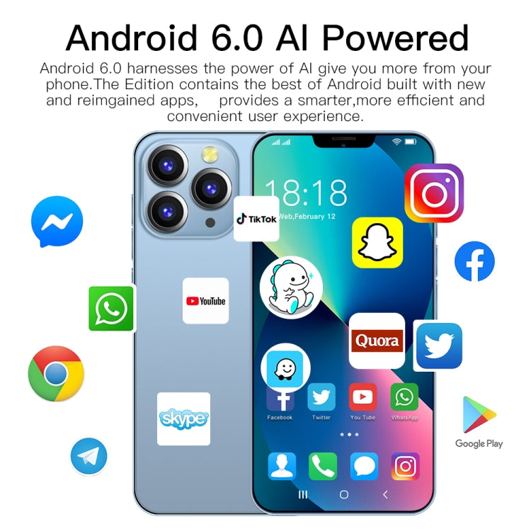 i13 Pro Max N83, 1GB+16GB, 6.1 inch Notch Screen, Face Identification, Android 6.0 Spreadtrum 7731G Quad Core, Network: 3G, Dual SIM(Blue) -  by PMC TechLife | Online Shopping South Africa | PMC TechLife | Buy Now Pay Later Mobicred