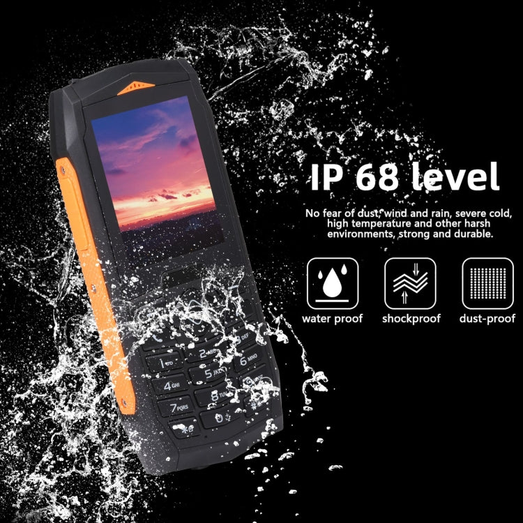 Rugtel R1C Rugged Phone, IP68 Waterproof Dustproof Shockproof, 2.4 inch, MTK6261D, 2000mAh Battery, SOS, FM, Dual SIM(Orange) - free shipping - PMC TechLife - Order now!