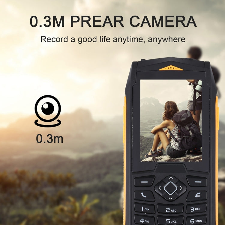 Rugtel R1C Rugged Phone, IP68 Waterproof Dustproof Shockproof, 2.4 inch, MTK6261D, 2000mAh Battery, SOS, FM, Dual SIM(Yellow) - free shipping - PMC TechLife - Order now!