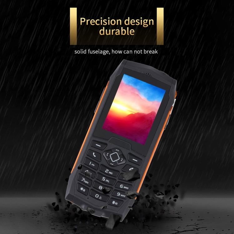 Rugtel R1D Rugged Phone, IP68 Waterproof Dustproof Shockproof, 2.4 inch, MTK6261D, 2000mAh Battery, Loud Box Speaker, FM, Network: 2G, Dual SIM(Orange) - free shipping - PMC TechLife - Order now!