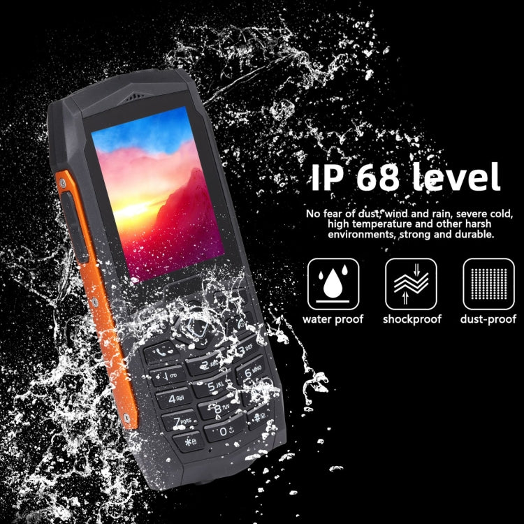 Rugtel R1D Rugged Phone, IP68 Waterproof Dustproof Shockproof, 2.4 inch, MTK6261D, 2000mAh Battery, Loud Box Speaker, FM, Network: 2G, Dual SIM(Orange) - free shipping - PMC TechLife - Order now!