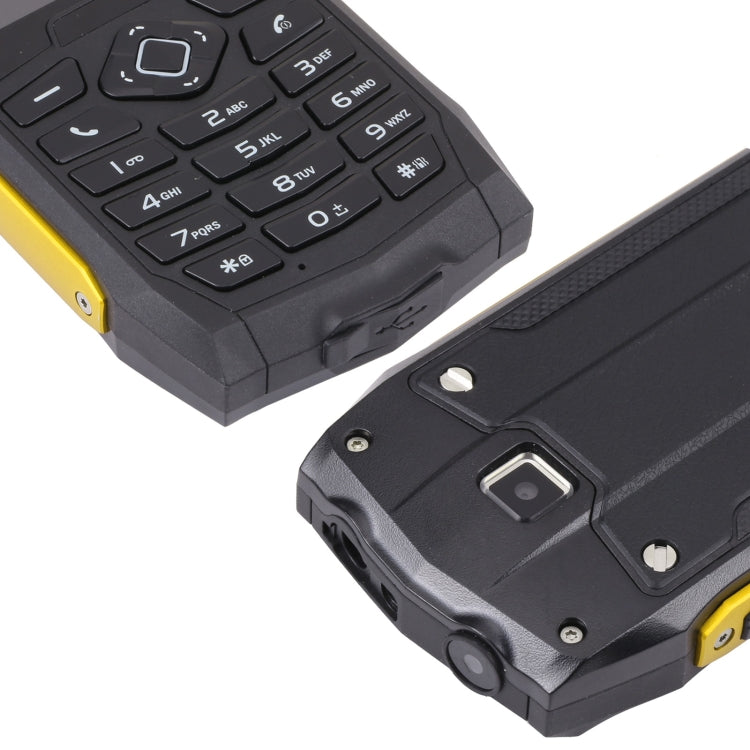 Rugtel R1D Rugged Phone, IP68 Waterproof Dustproof Shockproof, 2.4 inch, MTK6261D, 2000mAh Battery, Loud Box Speaker, FM, Network: 2G, Dual SIM(Yellow) - free shipping - PMC TechLife - Order now!