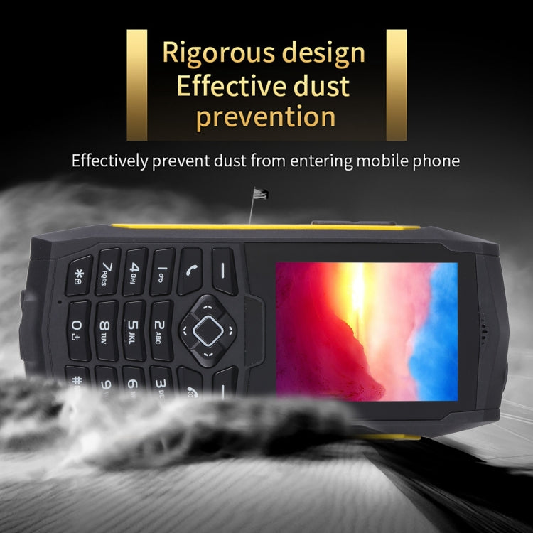 Rugtel R1D Rugged Phone, IP68 Waterproof Dustproof Shockproof, 2.4 inch, MTK6261D, 2000mAh Battery, Loud Box Speaker, FM, Network: 2G, Dual SIM(Yellow) - Others by Rugtel | Online Shopping South Africa | PMC Jewellery