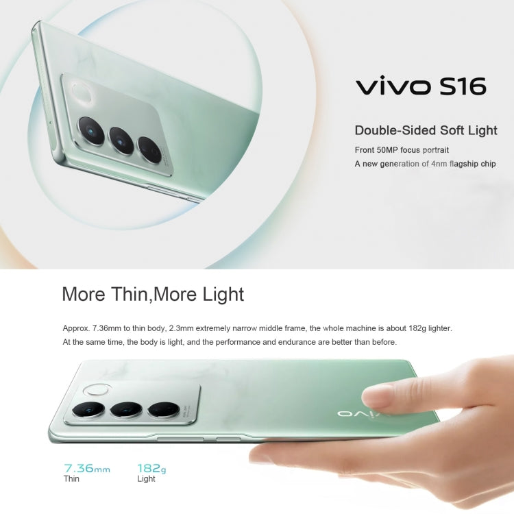 vivo S16 5G, 64MP Camera, 12GB+256GB, Triple Back Cameras, Srceen Fingerprint Identification, 4600mAh Battery, 6.78 inch Android 13 OriginOS 3 Qualcomm Snapdragon 870 Octa Core up to 3.2GHz, OTG, NFC, Network: 5G (Mint Green) - free shipping - PMC TechLife - Order now!