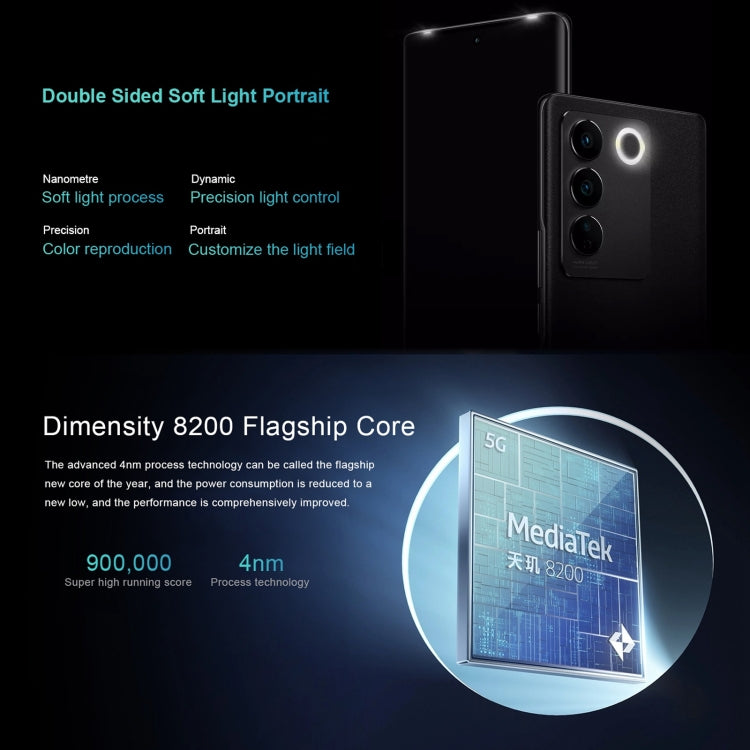 vivo S16 Pro 5G, 50MP Camera, 12GB+256GB, Triple Back Cameras, Srceen Fingerprint Identification, 4600mAh Battery, 6.78 inch Android 13 OriginOS 3 Dimensity 8200 Octa Core up to 3.1GHz, OTG, NFC, Network: 5G (Black) - free shipping - PMC TechLife - Order now!