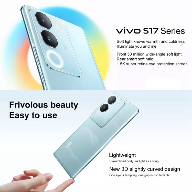 vivo S17 5G, 50MP Camera, 12GB+ 256GB, Dual Back Cameras, Screen Fingerprint Identification, 4600mAh Battery, 6.78 inch Android 13 OriginOS 3 Snapdragon 778G+ Octa Core up to 2.5GHz, OTG, NFC, Network: 5G (Blue) - free shipping - PMC TechLife - Order now!