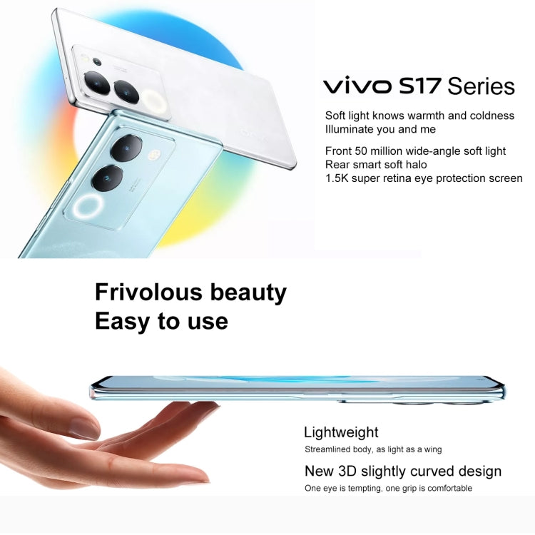 vivo S17 Pro 5G, 50MP Camera, 8GB+256GB, Triple Back Cameras, Srceen Fingerprint Identification, 4600mAh Battery, 6.78 inch Android 13 OriginOS 3 Dimensity 8200 Octa Core up to 3.1GHz, OTG, NFC, Network: 5G(Blue) - free shipping - PMC TechLife - Order now!