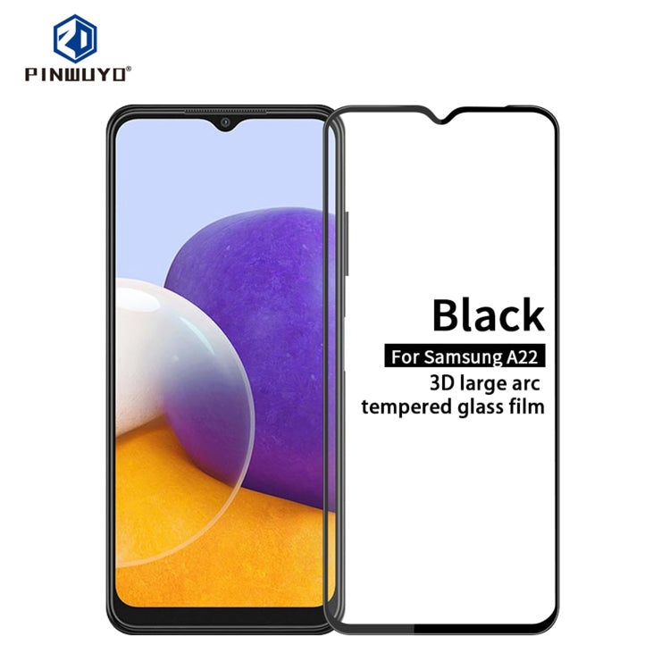 For Samsung Galaxy A22 4G PINWUYO 9H 3D Curved Full Screen Explosion-proof Tempered Glass Film(Black) (Black) - Galaxy Tempered Glass by PINWUYO | Online Shopping South Africa | PMC TechLife | Buy Now Pay Later Mobicred