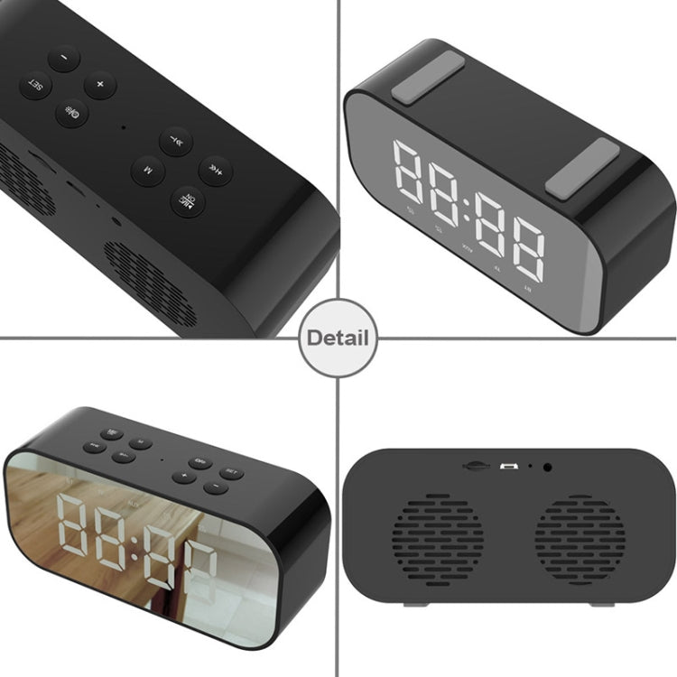 AEC BT501 Bluetooth 5.0 Mini Speaker with LED & Alarm Clock & Clock & Mirror, Support 32G TF Card(Black) - Mini Speaker by AEC | Online Shopping South Africa | PMC TechLife | Buy Now Pay Later Mobicred