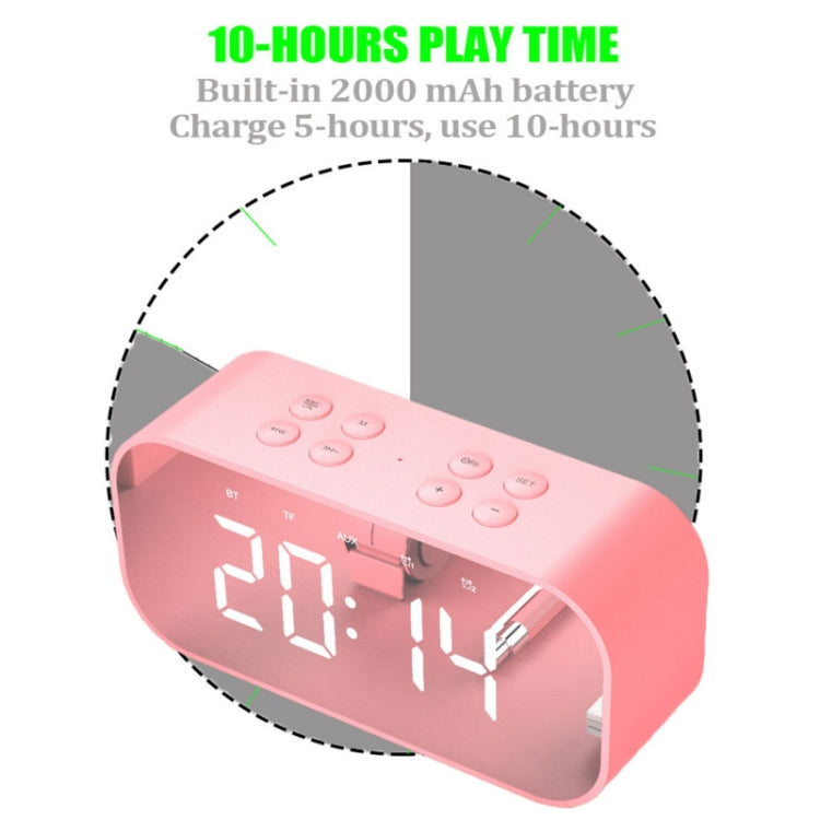 AEC BT501 Bluetooth 5.0 Mini Speaker with LED & Alarm Clock & Clock & Mirror, Support 32G TF Card(Pink) - Mini Speaker by AEC | Online Shopping South Africa | PMC Jewellery