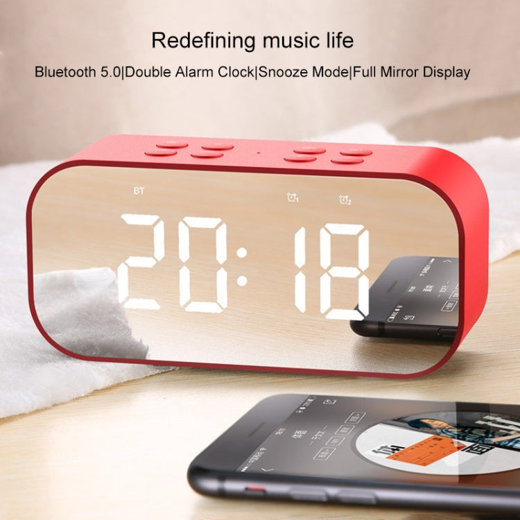 AEC BT501 Bluetooth 5.0 Mini Speaker with LED & Alarm Clock & Clock & Mirror, Support 32G TF Card(Blue) - free shipping - PMC TechLife - Order now!