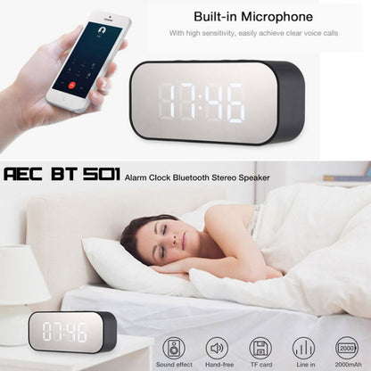 AEC BT501 Bluetooth 5.0 Mini Speaker with LED & Alarm Clock & Clock & Mirror, Support 32G TF Card(Red) - Mini Speaker by AEC | Online Shopping South Africa | PMC Jewellery