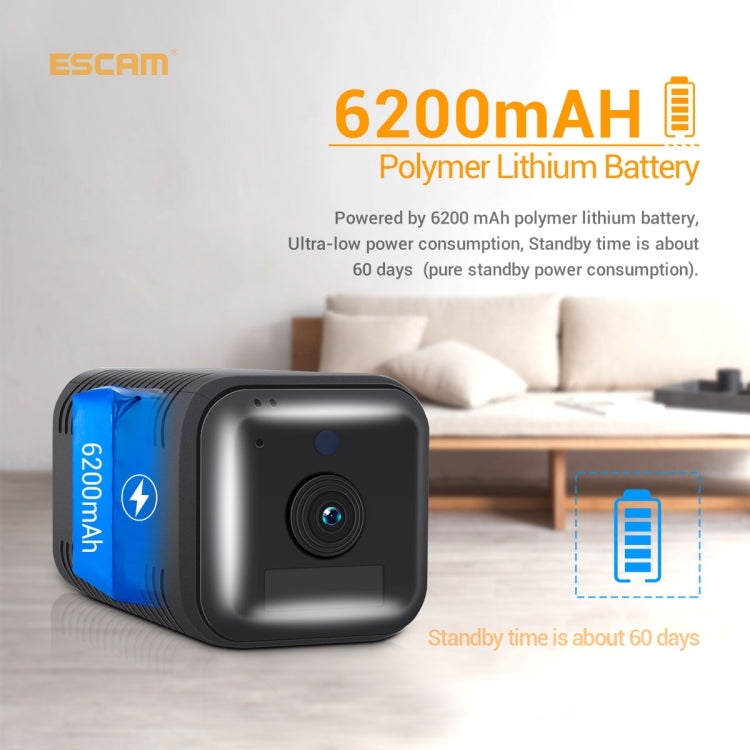 ESCAM G18 1080P Full HD Rechargeable Battery WiFi IP Camera, Support Night Vision / PIR Motion Detection / TF Card / Two Way Audio (Black) - Wireless Camera by ESCAM | Online Shopping South Africa | PMC Jewellery