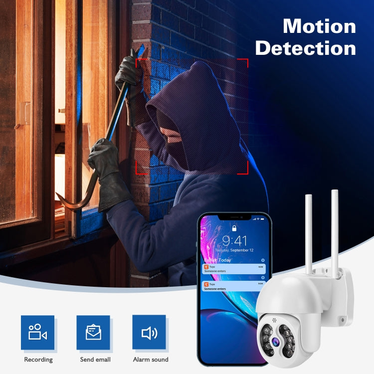 Tuya QX56 3.0 Million Pixels IP66 Waterproof 2.4G Wireless IP Camera, Support Amazon Alexa & Google Home & Motion Detection & Two-way Audio & Full Color Night Vision & TF Card, UK Plug - Dome Camera by PMC TechLife | Online Shopping South Africa | PMC TechLife