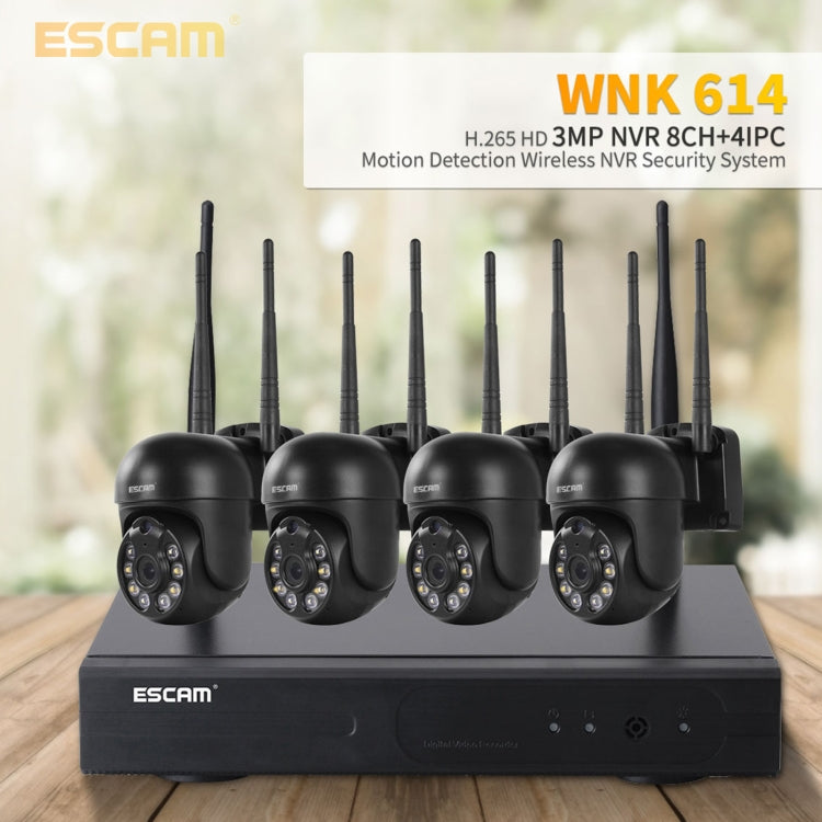 ESCAM WNK614 HD 3.0 Million Pixels 8-channel Wireless + 4IPC Wireless NVR Security System, AU Plug - free shipping - PMC TechLife - Order now!