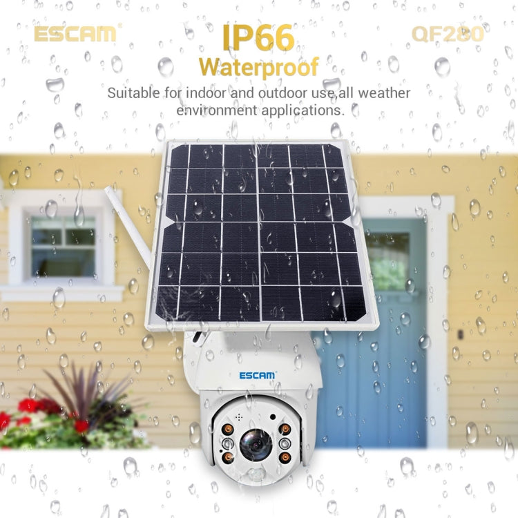 ESCAM QF280 HD 1080P IP66 Waterproof WiFi Solar Panel PT IP Camera without Battery, Support Night Vision / Motion Detection / TF Card / Two Way Audio (White) - free shipping - PMC TechLife - Order now!