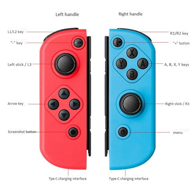 Left and Right Bluetooth Wireless Joypad Gamepad Game Controller for Switch(Blue + Red) - Gamepads by PMC Jewellery | Online Shopping South Africa | PMC Jewellery