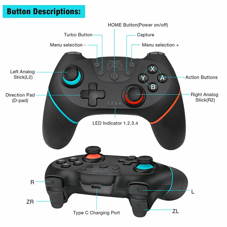Bluetooth Joypad Gamepad Game Controller for Switch Pro - free shipping - PMC TechLife - Order now!