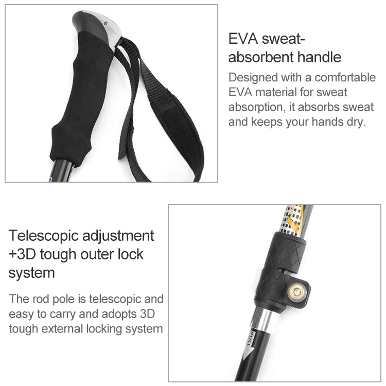 Aotu AT7558 125cm Aluminum Alloy Outdoor Camping Folding Corky Trekking Poles EVA Handle Alpenstock - Folding Crutch by AOTU | Online Shopping South Africa | PMC TechLife | Buy Now Pay Later Mobicred