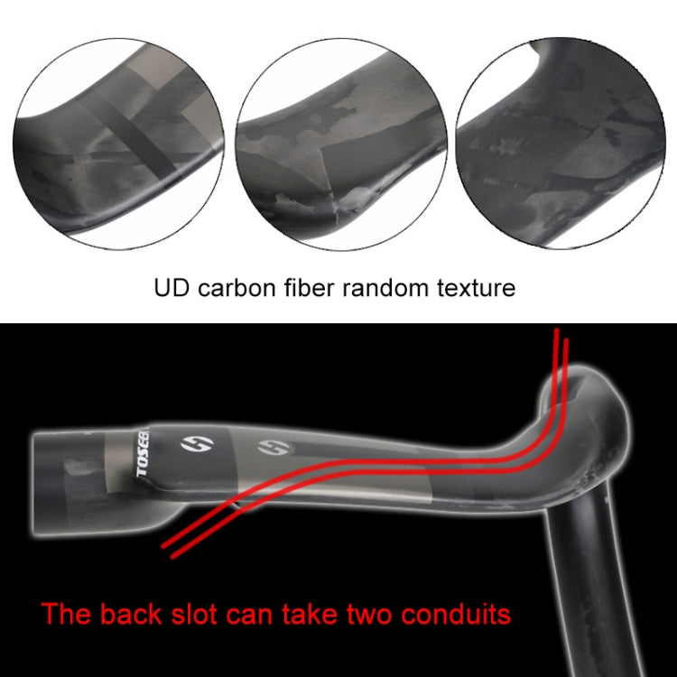 TOSEEK UD Carbon Fiber Texture Road Bike Handlebar, Size: 440mm (UD Matte) - free shipping - PMC TechLife - Order now!