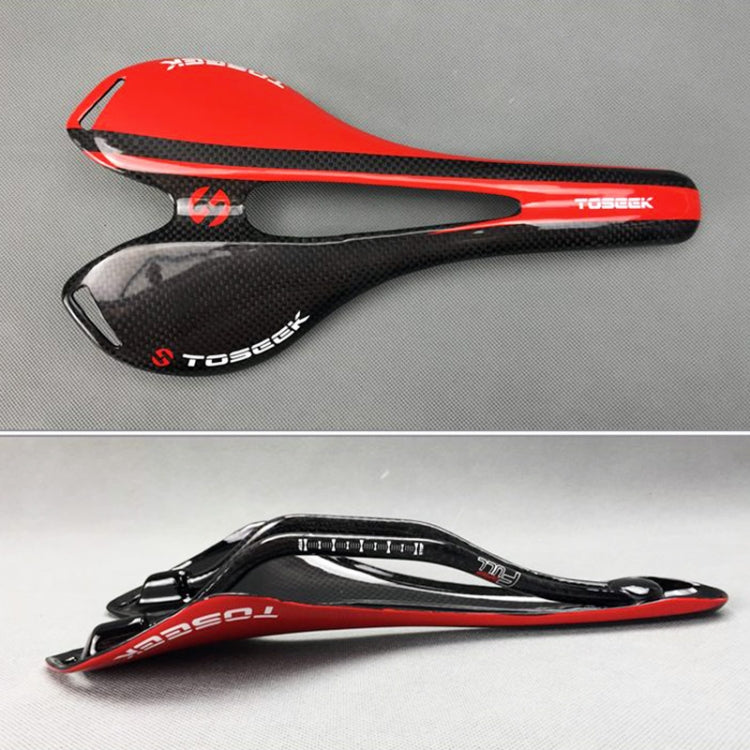 TOSEEK Road Bike Carbon Fiber Seat Bicycle Hollow Seat Saddle, 3K Texture + Extinction(Red) - free shipping - PMC TechLife - Order now!