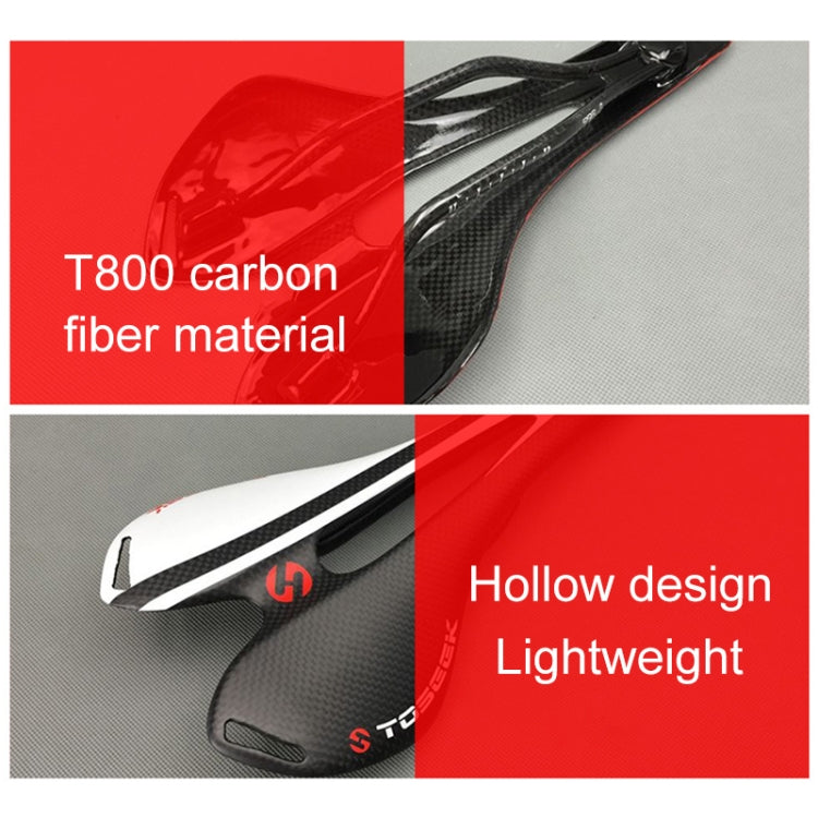 TOSEEK Road Bike Carbon Fiber Seat Bicycle Hollow Seat Saddle, 3K Texture + Extinction(Red) - free shipping - PMC TechLife - Order now!