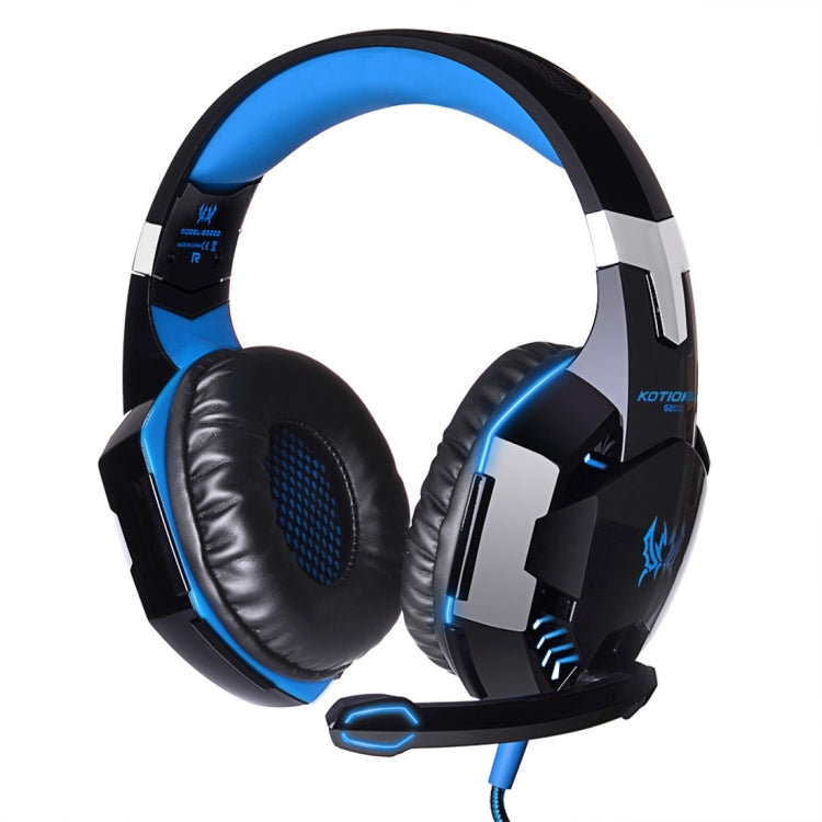 KOTION EACH G2000 Over-ear Game Gaming Headphone Headset Earphone Headband with Mic Stereo Bass LED Light for PC Gamer,Cable Length: About 2.2m(Blue + Black) - Multimedia Headset by KOTION EACH | Online Shopping South Africa | PMC TechLife | Buy Now Pay Later Mobicred