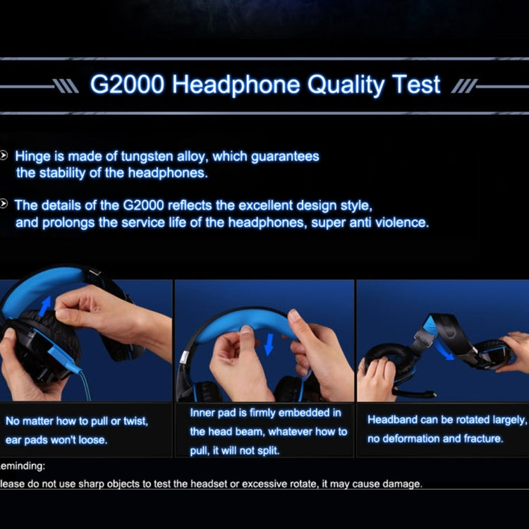 KOTION EACH G2000 Over-ear Game Gaming Headphone Headset Earphone Headband with Mic Stereo Bass LED Light for PC Gamer,Cable Length: About 2.2m(Blue + Black) - Multimedia Headset by KOTION EACH | Online Shopping South Africa | PMC TechLife | Buy Now Pay Later Mobicred