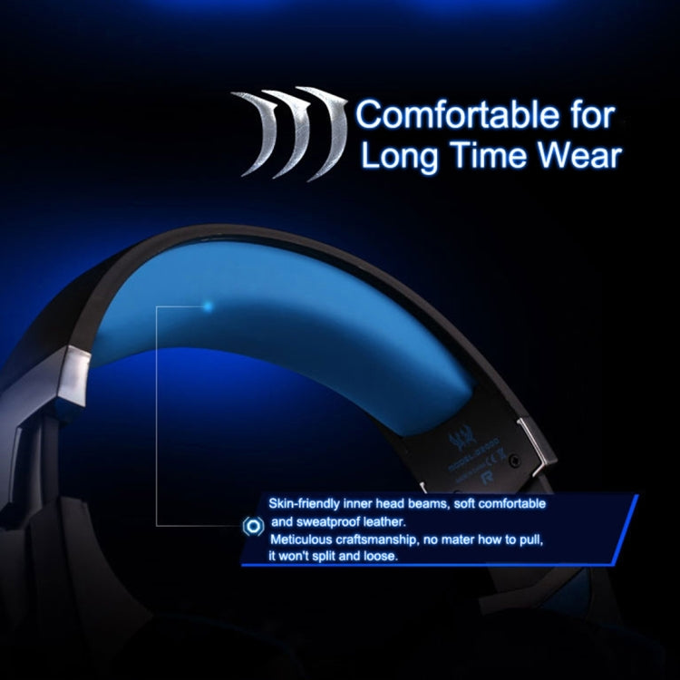 KOTION EACH G2000 Over-ear Game Gaming Headphone Headset Earphone Headband with Mic Stereo Bass LED Light for PC Gamer,Cable Length: About 2.2m(Blue + Black) - Multimedia Headset by KOTION EACH | Online Shopping South Africa | PMC TechLife | Buy Now Pay Later Mobicred