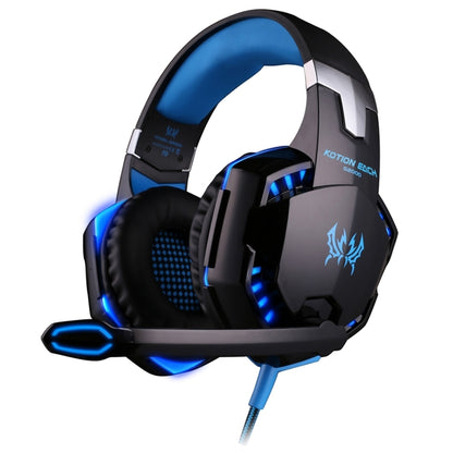 KOTION EACH G2000 Over-ear Game Gaming Headphone Headset Earphone Headband with Mic Stereo Bass LED Light for PC Gamer,Cable Length: About 2.2m(Blue + Black) - Multimedia Headset by KOTION EACH | Online Shopping South Africa | PMC Jewellery