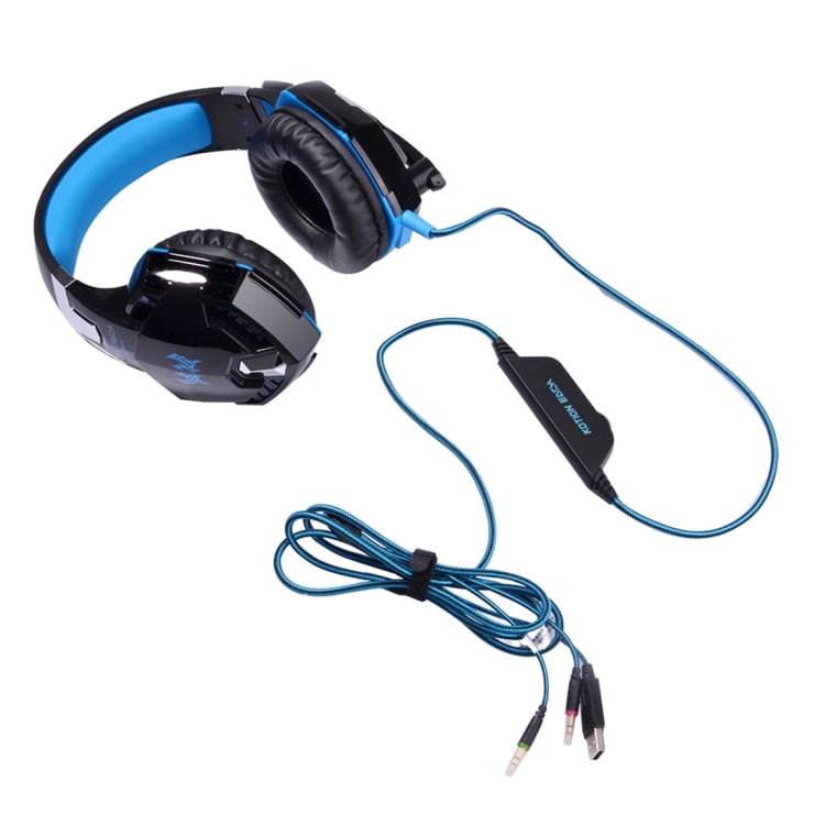 KOTION EACH G2000 Over-ear Game Gaming Headphone Headset Earphone Headband with Mic Stereo Bass LED Light for PC Gamer,Cable Length: About 2.2m(Blue + Black) - Multimedia Headset by KOTION EACH | Online Shopping South Africa | PMC TechLife | Buy Now Pay Later Mobicred