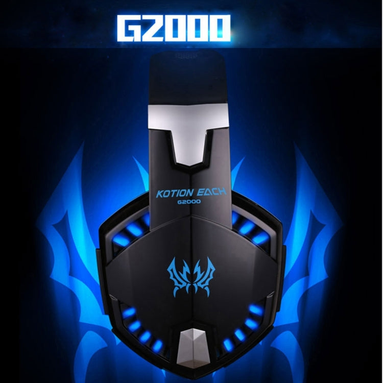 KOTION EACH G2000 Over-ear Game Gaming Headphone Headset Earphone Headband with Mic Stereo Bass LED Light for PC Gamer,Cable Length: About 2.2m(Blue + Black) - Multimedia Headset by KOTION EACH | Online Shopping South Africa | PMC TechLife | Buy Now Pay Later Mobicred