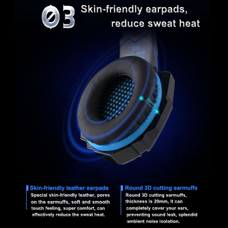 KOTION EACH G9000 3.5mm Game Gaming Headphone Headset Earphone Headband with Microphone LED Light for Laptop / Tablet / Mobile Phones,Cable Length: About 2.2m(Black Red) - free shipping - PMC TechLife - Order now!