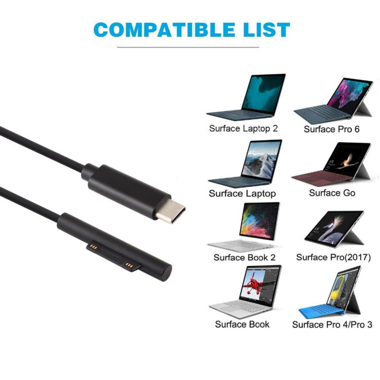 USB-C / Type-C to 6 Pin Magnetic Male Laptop Power Charging Cable for Microsoft Surface Pro 7 / 6 / 5 , Cable Length: about 1.5m - free shipping - PMC TechLife - Order now!
