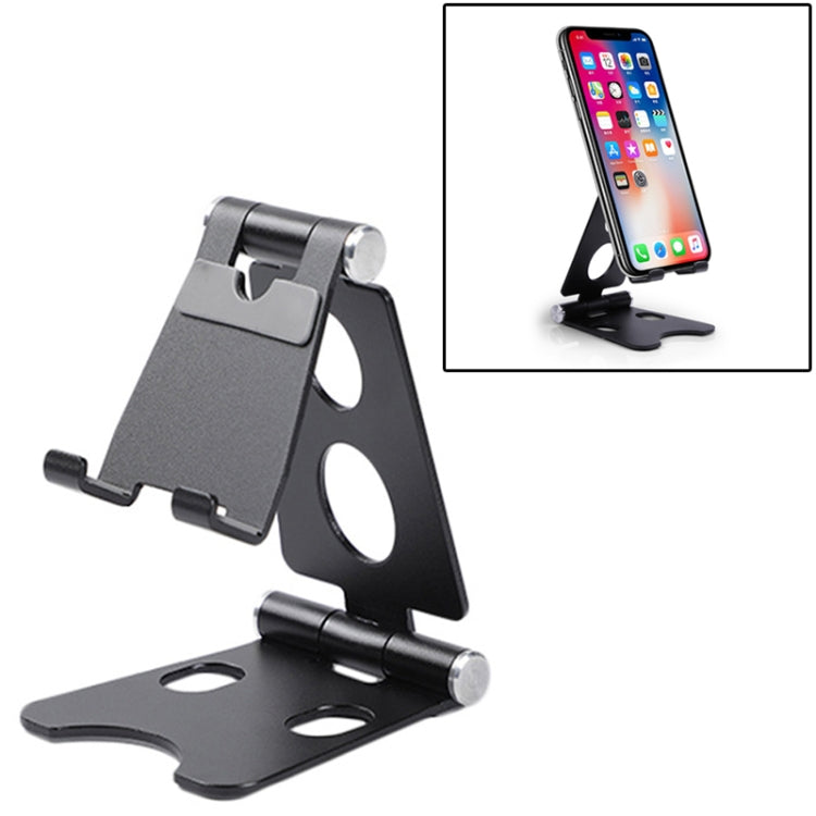ROOSTAND R2 Aluminum Alloy Mobile Desktop Tablet Bracket Double Folding Lazy Artifact, Size: 6.4x7x9cm(Black) - Desktop Holder by PMC TechLife | Online Shopping South Africa | PMC TechLife