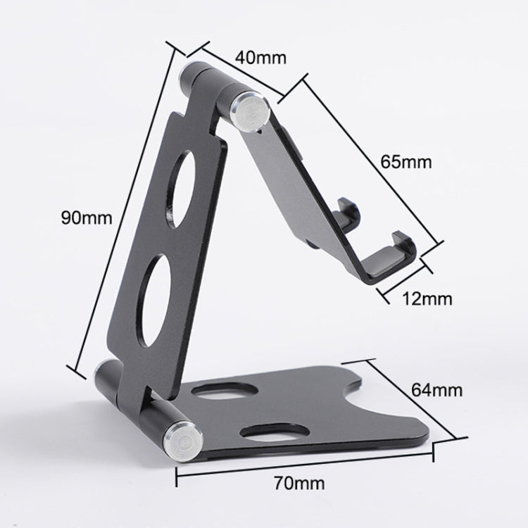 ROOSTAND R2 Aluminum Alloy Mobile Desktop Tablet Bracket Double Folding Lazy Artifact, Size: 6.4x7x9cm(Black) - Desktop Holder by PMC TechLife | Online Shopping South Africa | PMC TechLife
