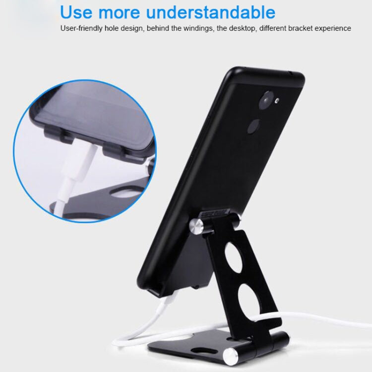 ROOSTAND R2 Aluminum Alloy Mobile Desktop Tablet Bracket Double Folding Lazy Artifact, Size: 6.4x7x9cm(Black) - Desktop Holder by PMC TechLife | Online Shopping South Africa | PMC TechLife